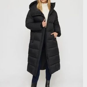 Dynamite Hooded Long City Puffer Coat | black
